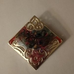 Gold tone and multi color enameled pin